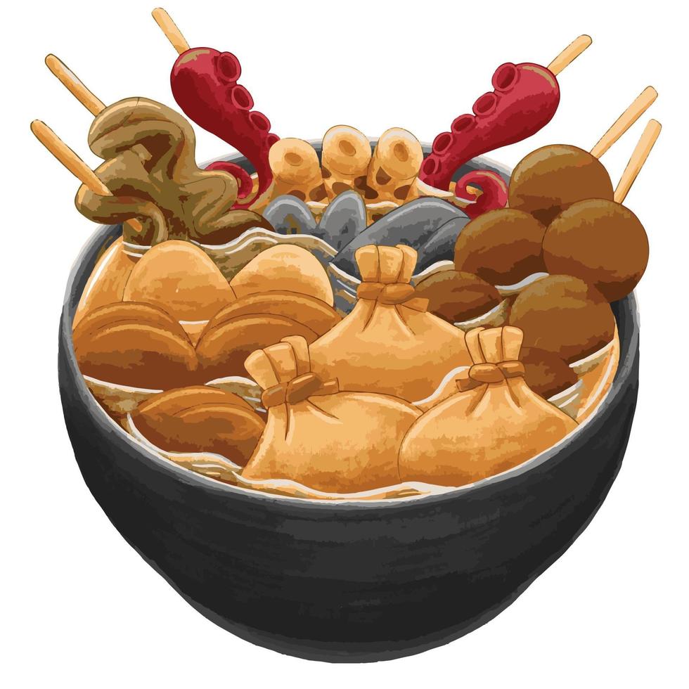 oden japanese food in flat design style vector