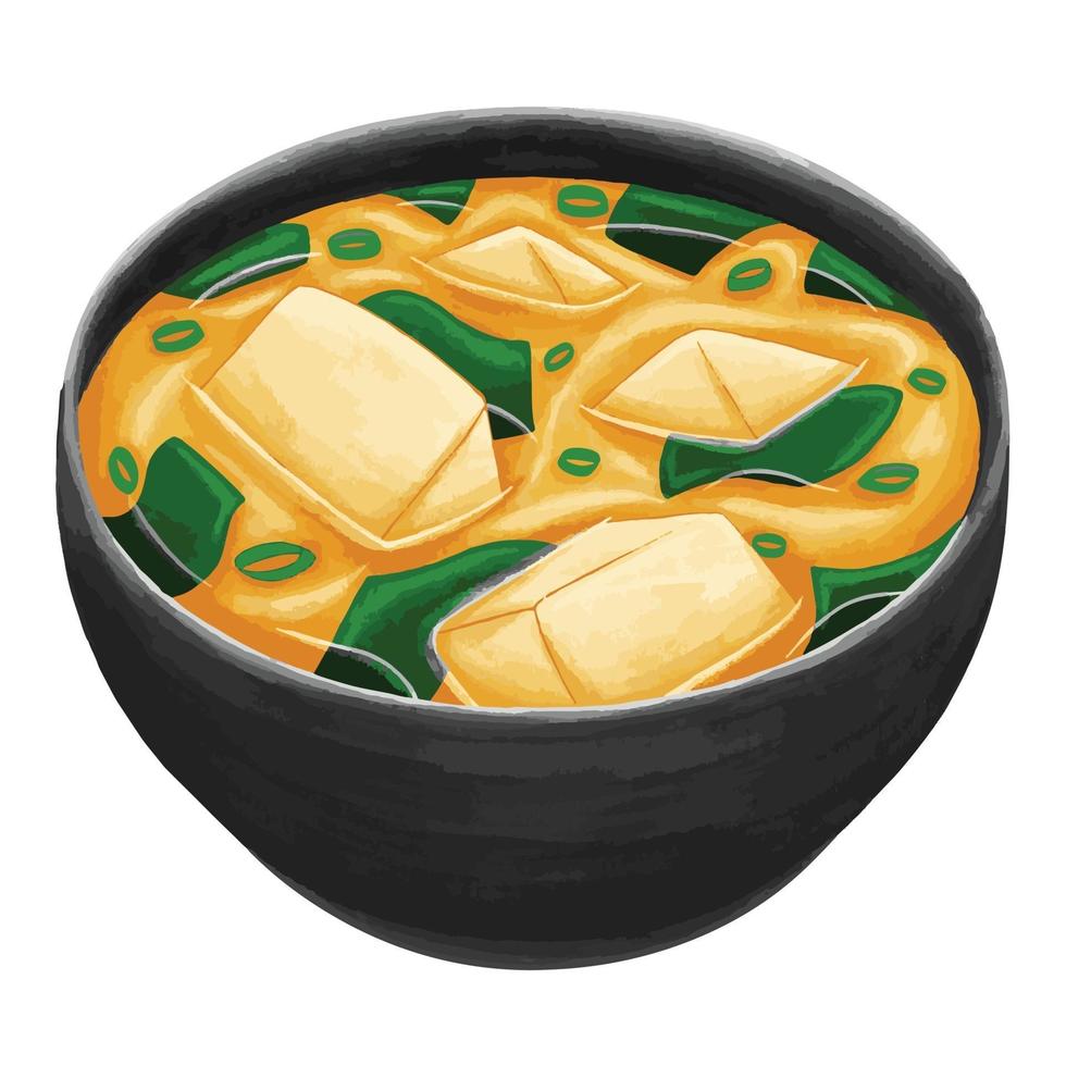 sopa de miso en estilo de diseño plano vector