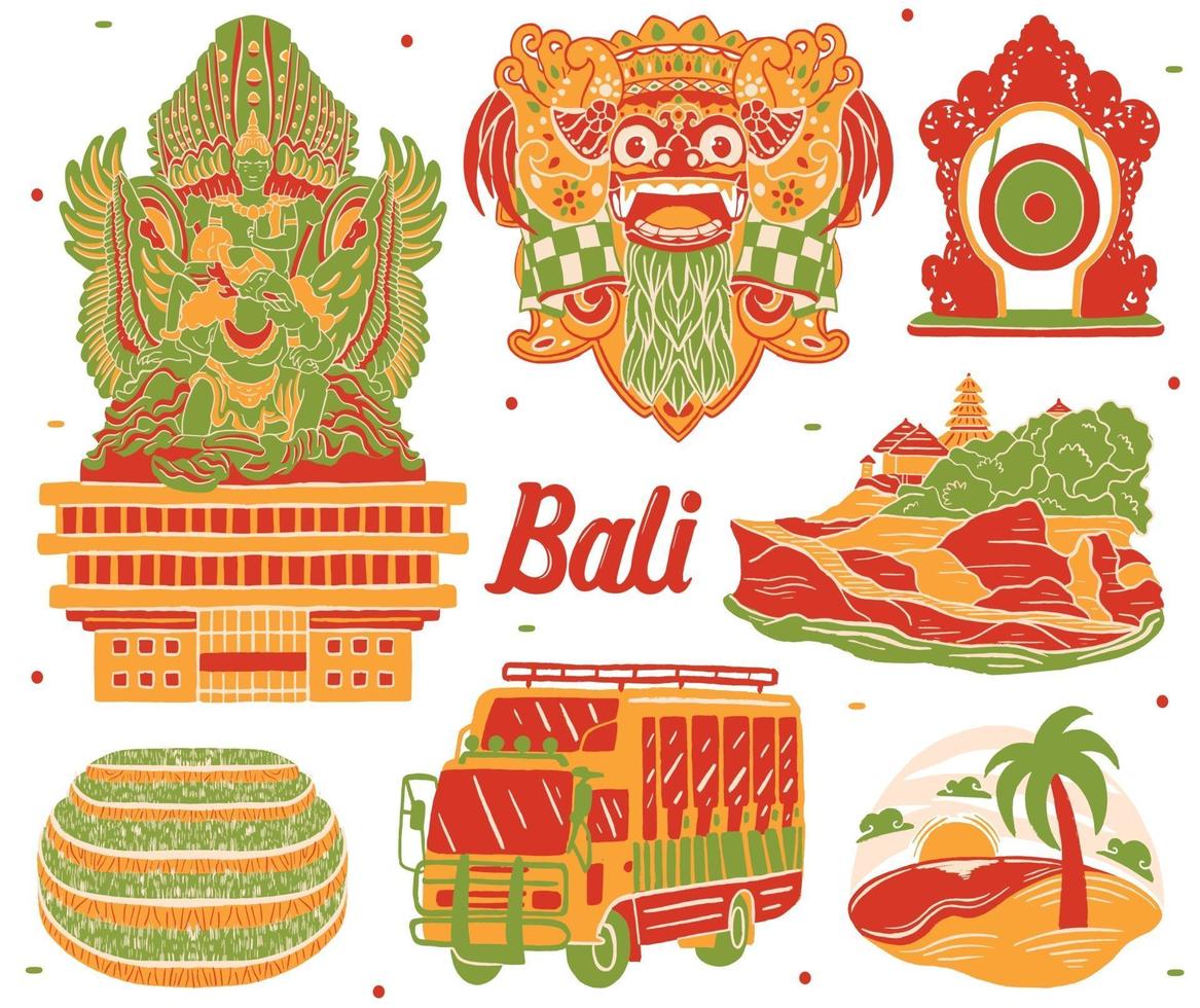 bali landmark in flat design style vector