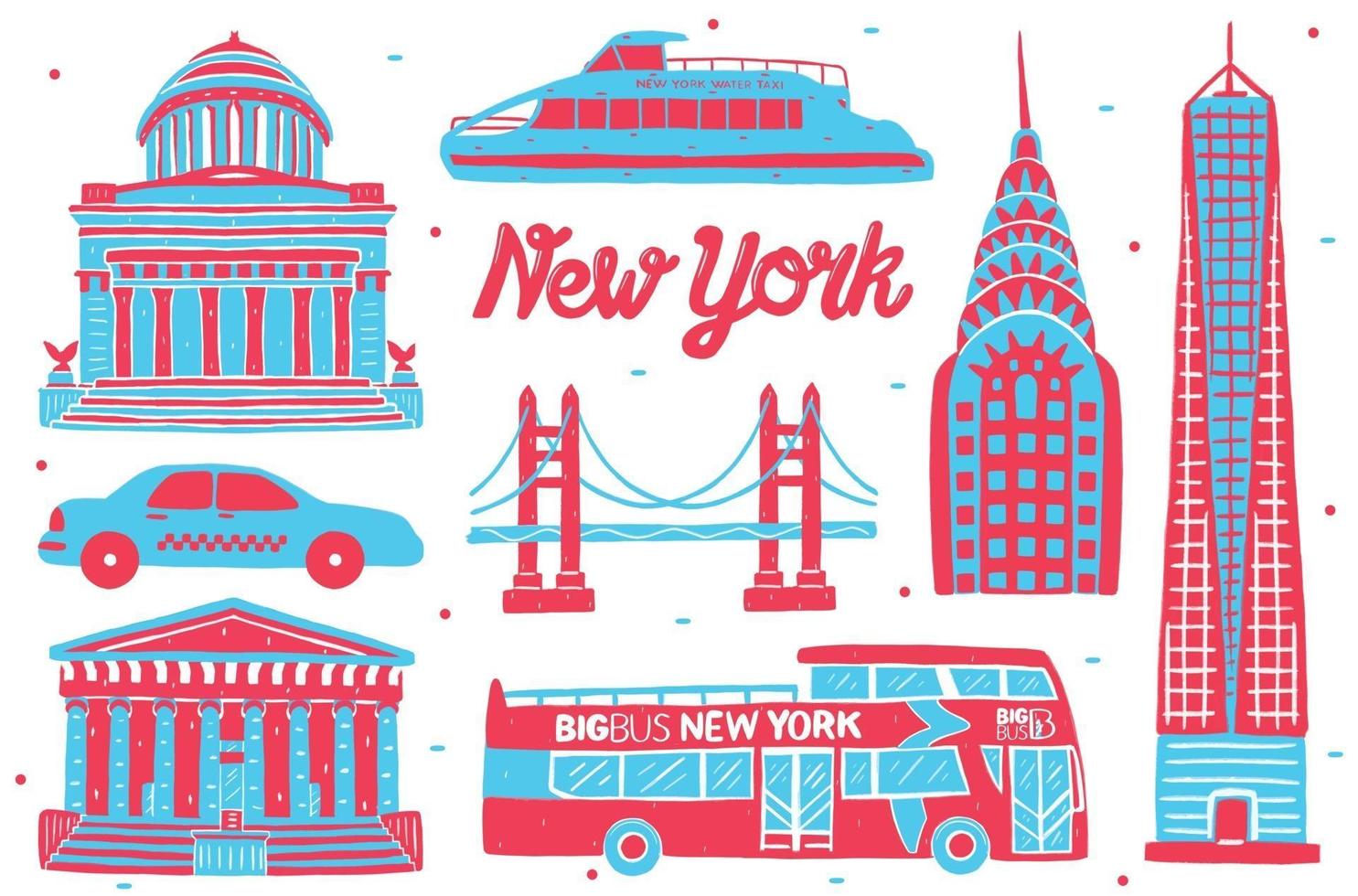 new york landmark in flat design style vector