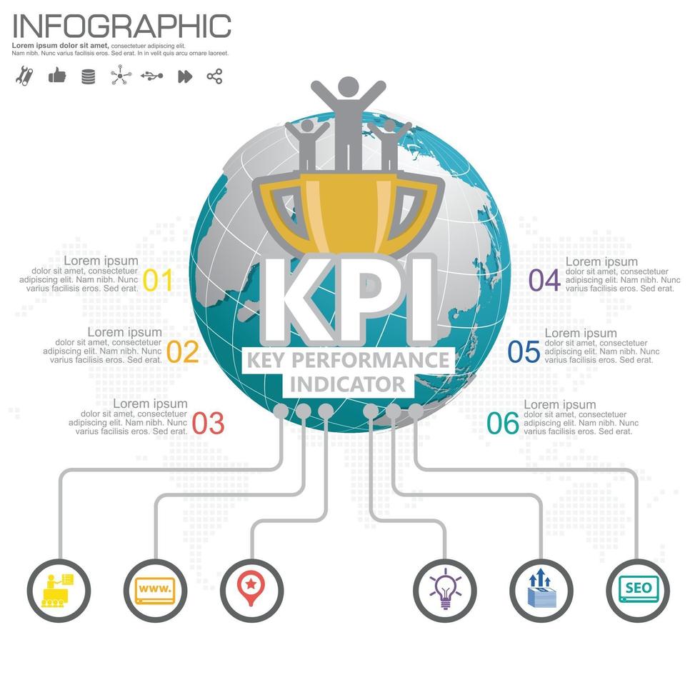 Infographic KPI concept with marketing icons. vector