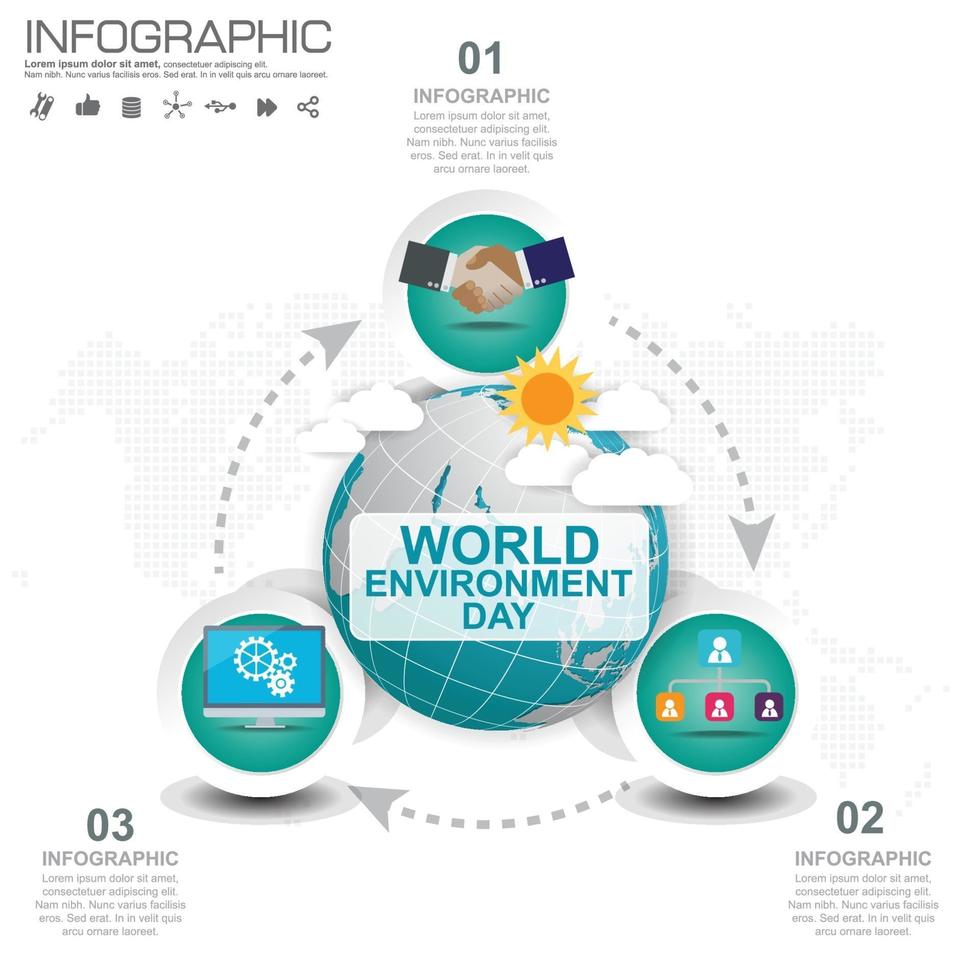 globo terráqueo con vector de infografía. concepto del día mundial del medio ambiente.