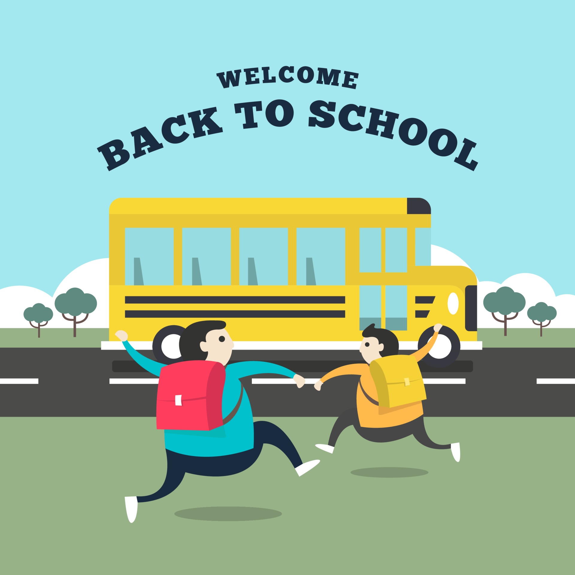 Happy Student Running To The Bus For Go To School Vector Art At Vecteezy Happy Student Running To The Bus For Go To School Vector Art At Vecteezy