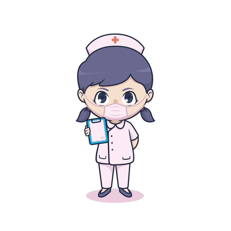 Chibi cute nurse character design vector