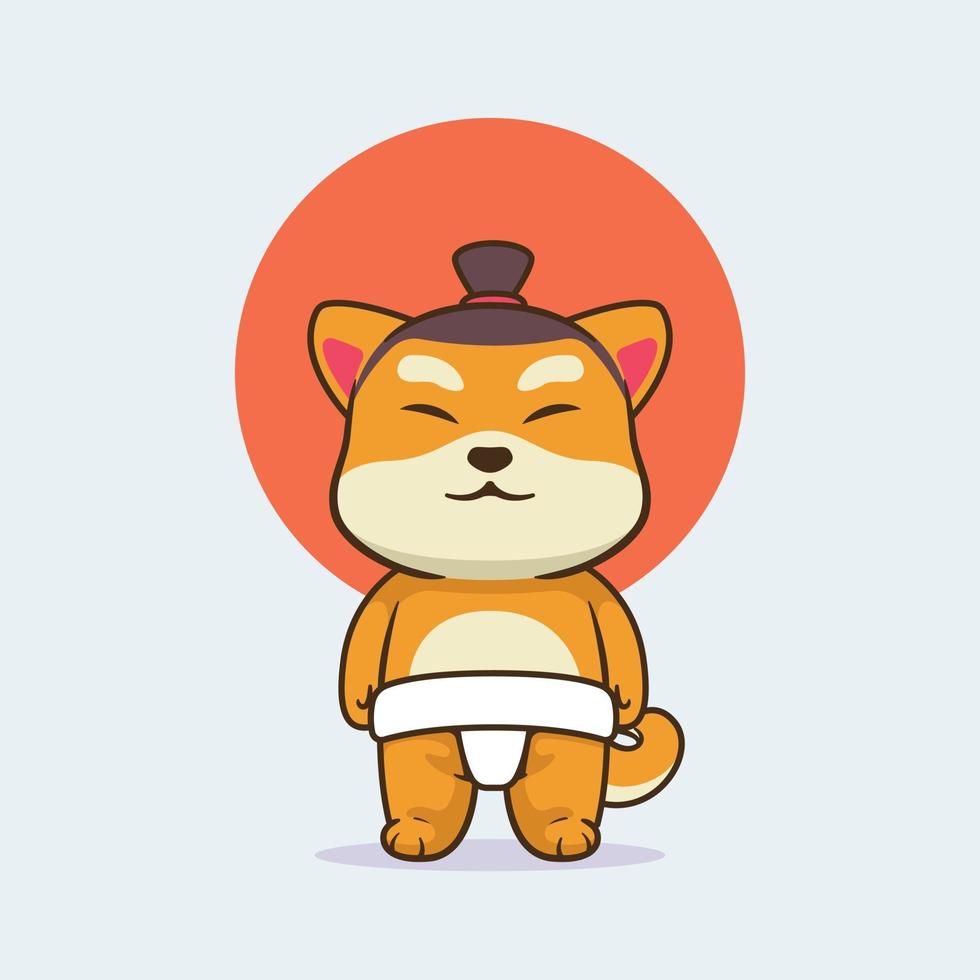 Cute shiba dog in sumo costume vector