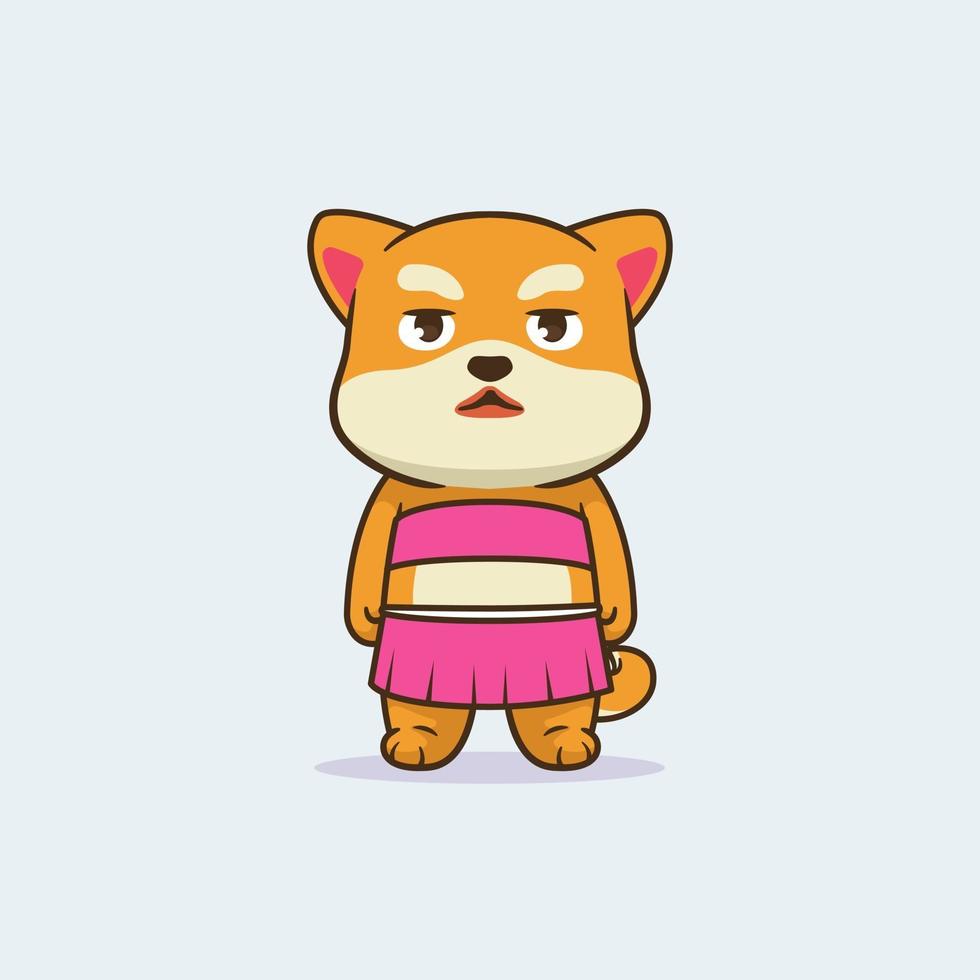 Cute funny face shiba dog character vector