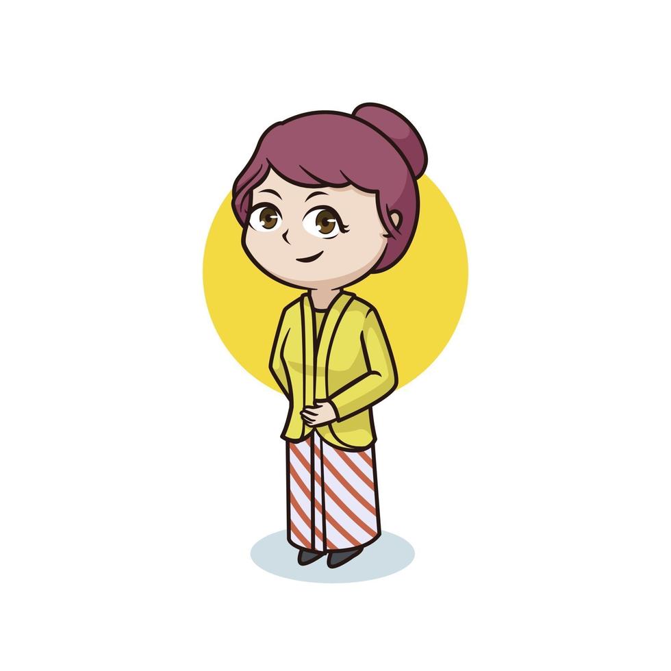 javanese girl with tradisional kebaya character design vector