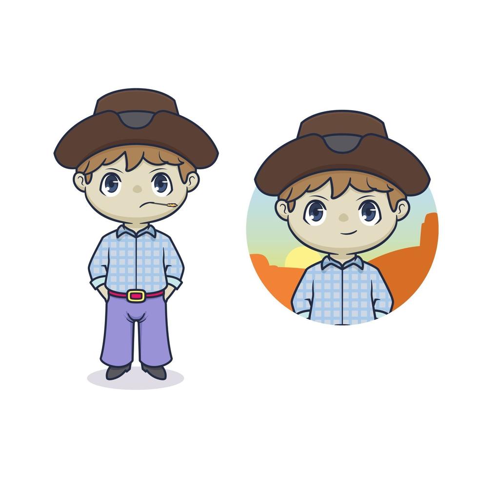 Cute cowboy mascot cartoon illustration vector