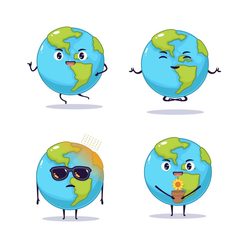 Kawaii cute earth illustration design vector