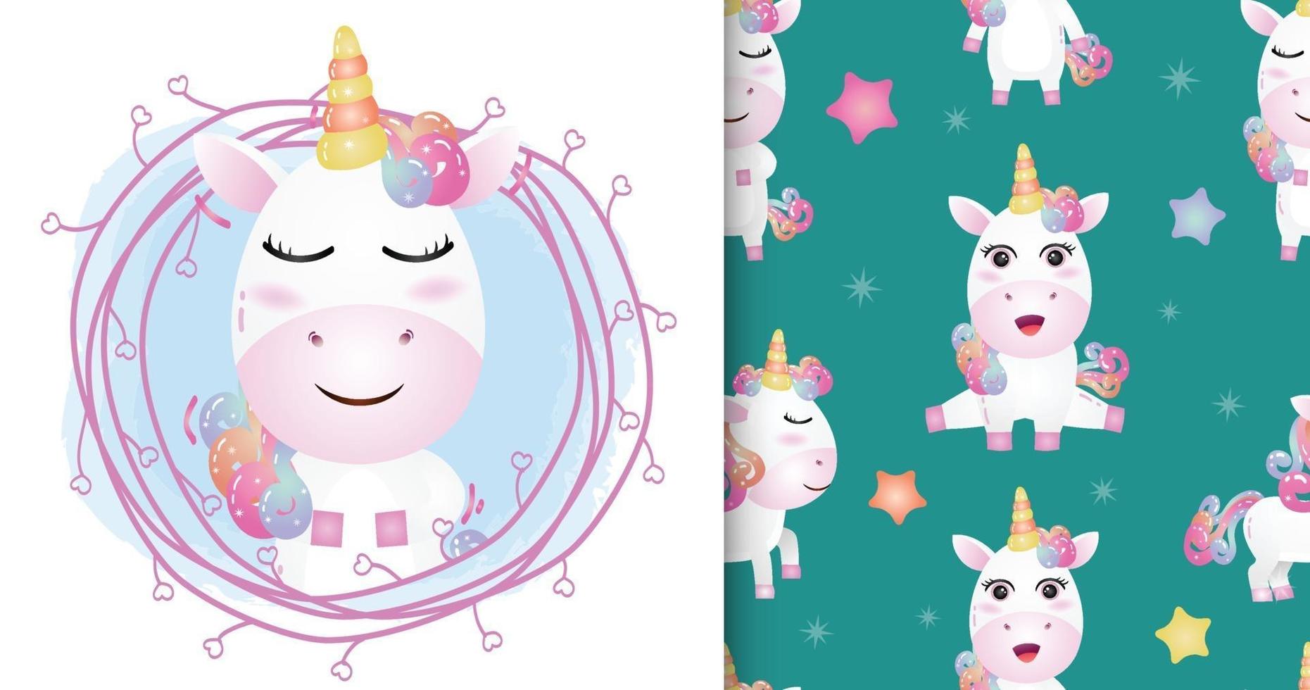 unicorn seamless pattern vector