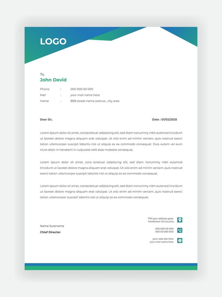 Creative Style Blue Color Letterhead Design For Your Business Template vector