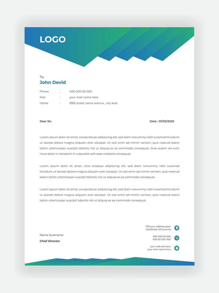 Letterhead Design For Your Business Vector Template Design