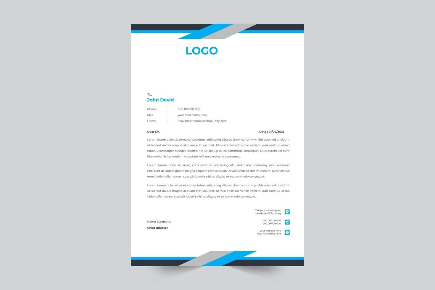 Corporate business style elegant shape letterhead template vector