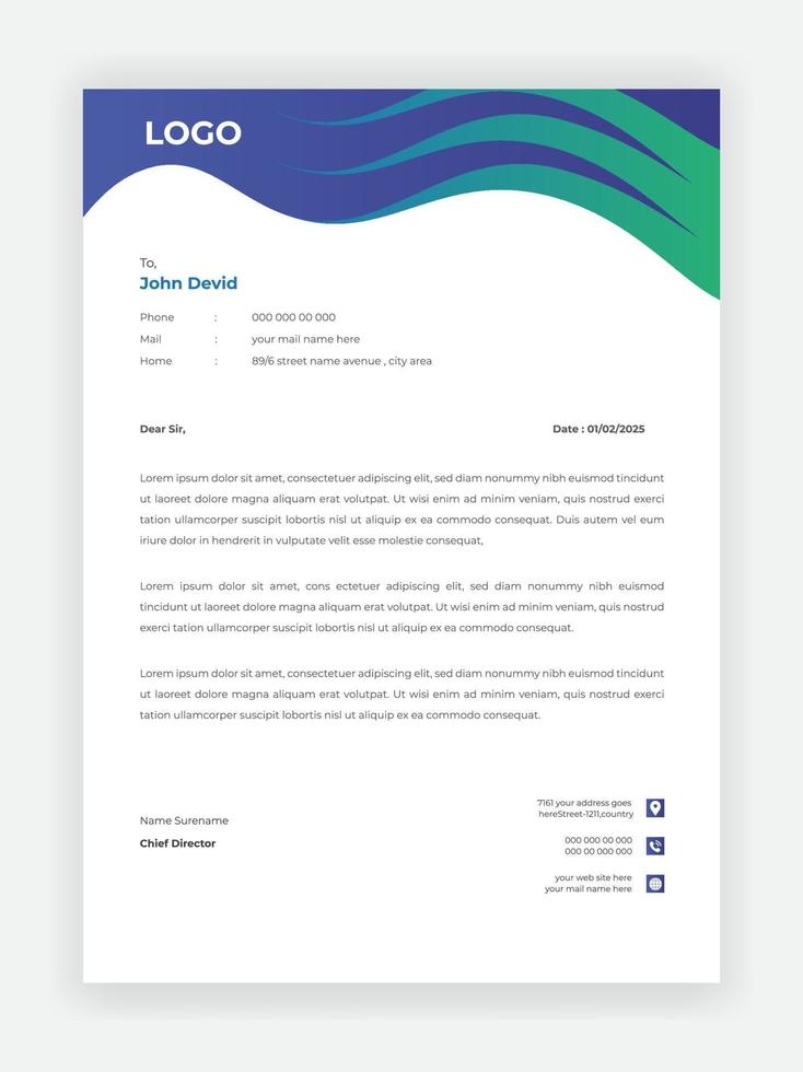 Creative Style Blue Letterhead Design For Your Business Template vector