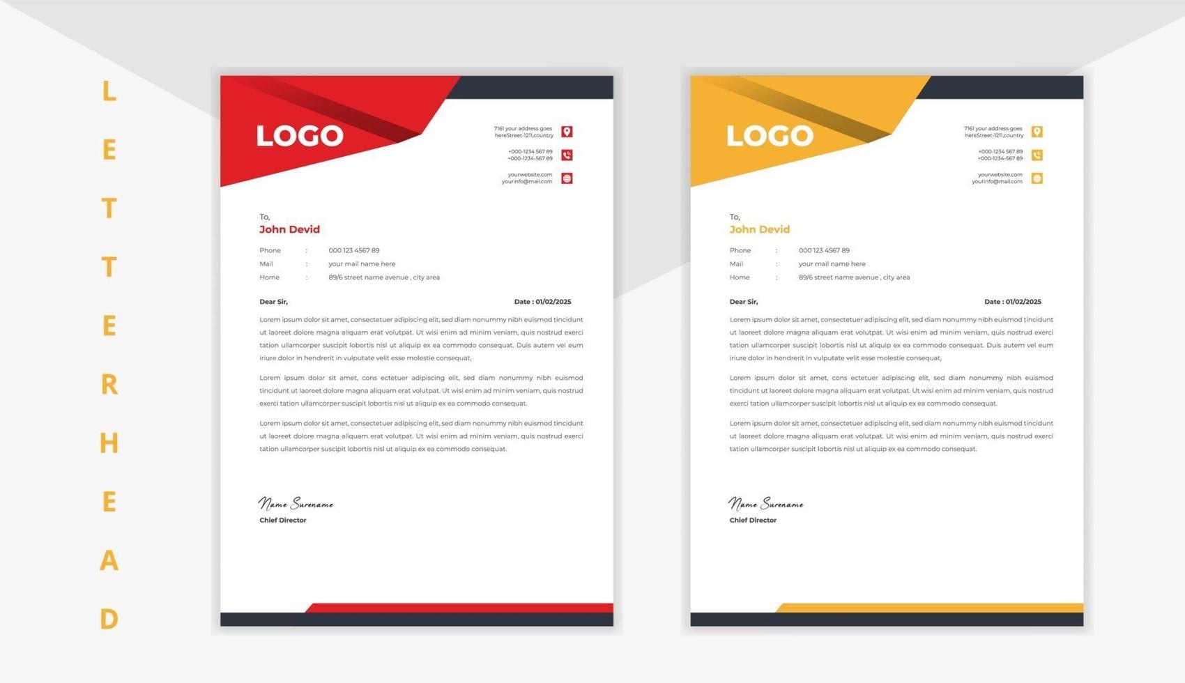 Corporate business style elegant shape letterhead vector template