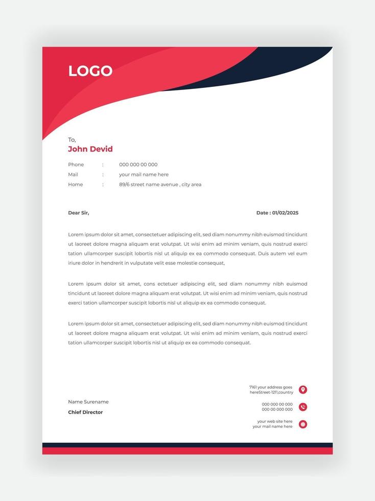 Creative Style Red Color Letterhead Design vector
