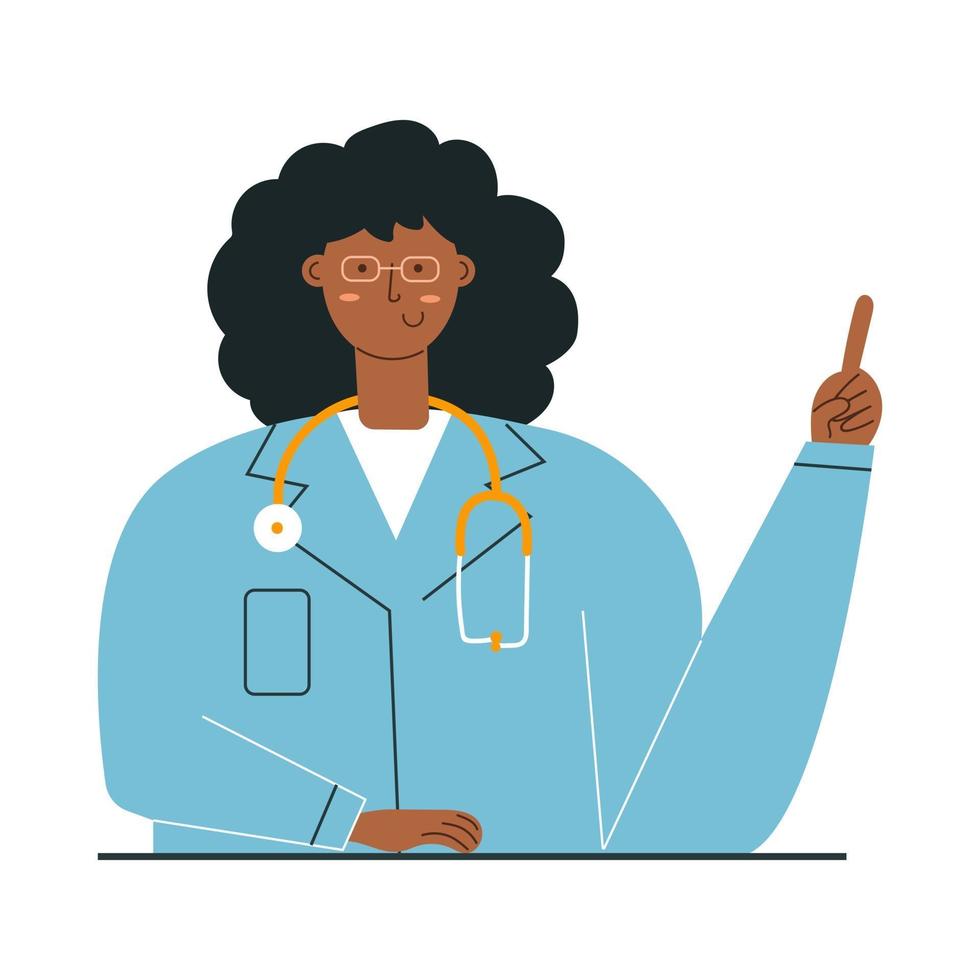 Portrait of smiling female african american doctor with stethoscope vector