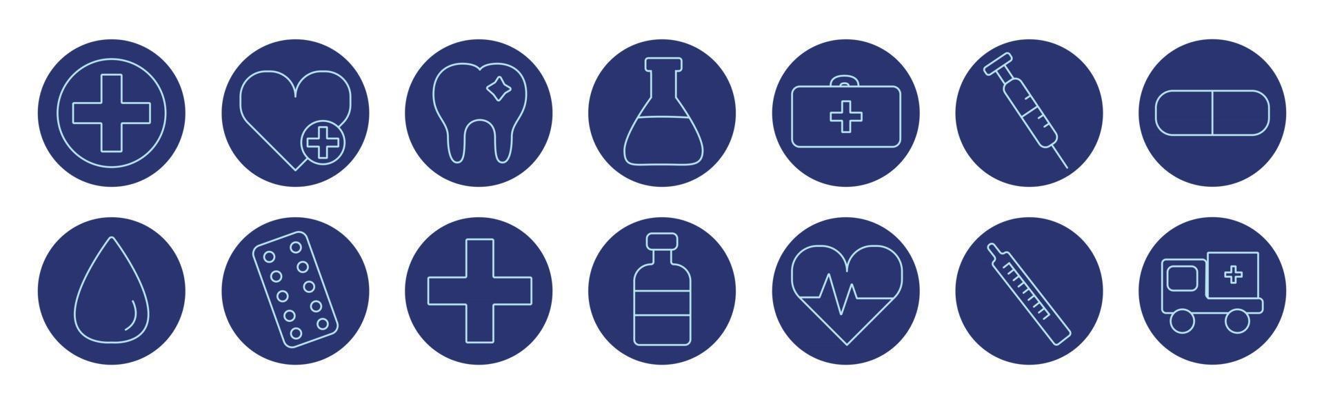 Selection of medical icons on white background - Vector