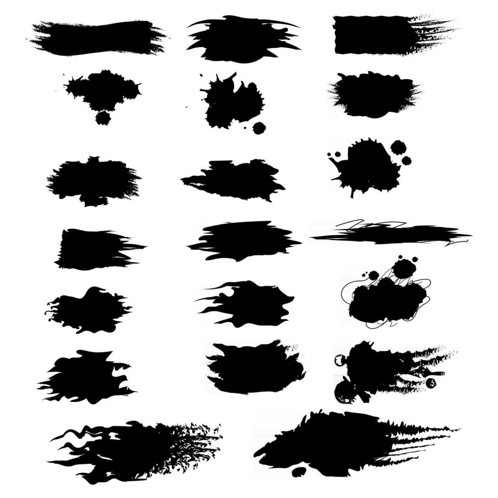 Different strokes of black paint on a white background - Vector