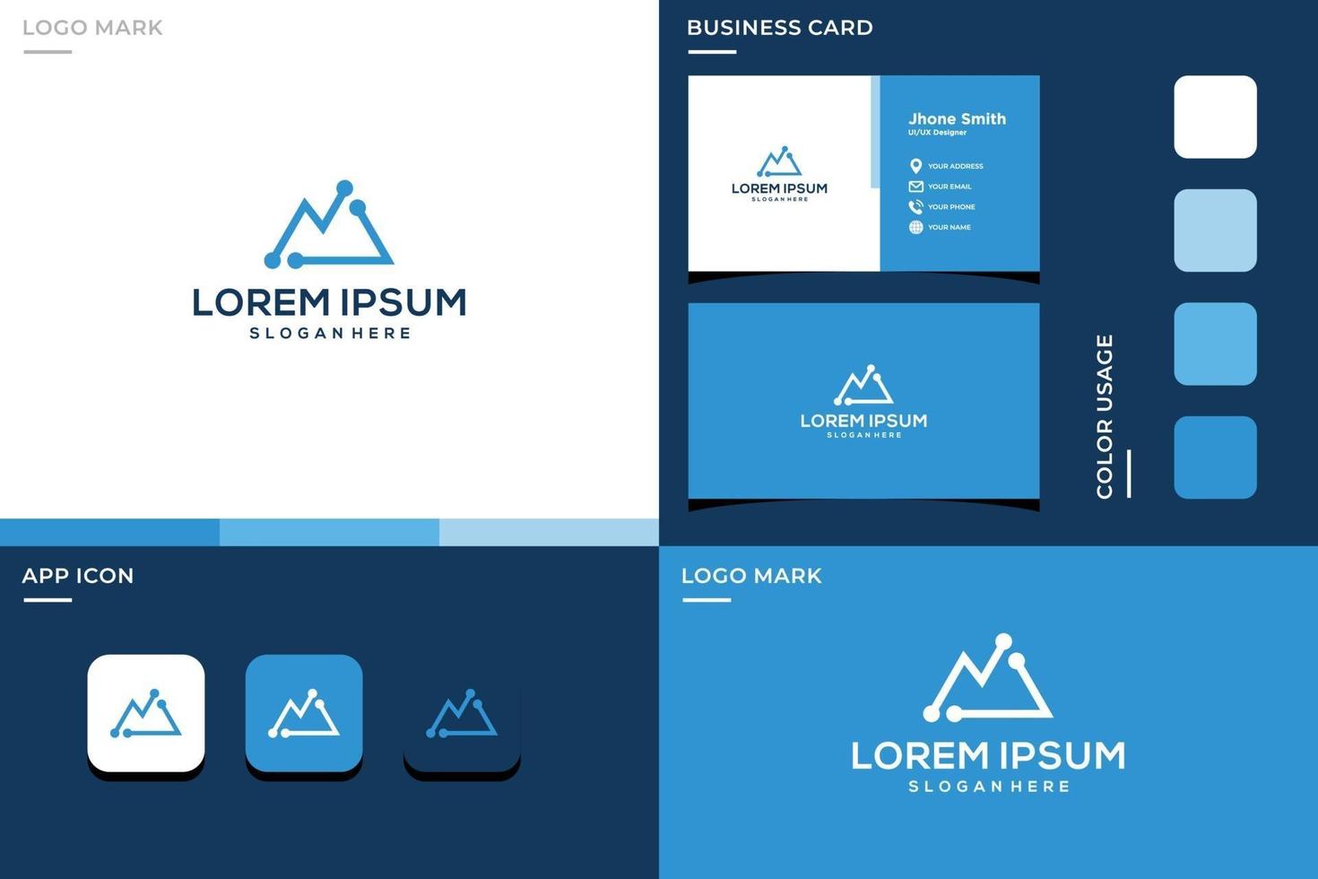 mountain shape logo with technology and investment models. vector