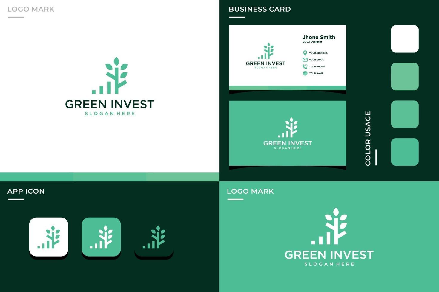 leaf logo with investment bar. Premium Vectors. vector