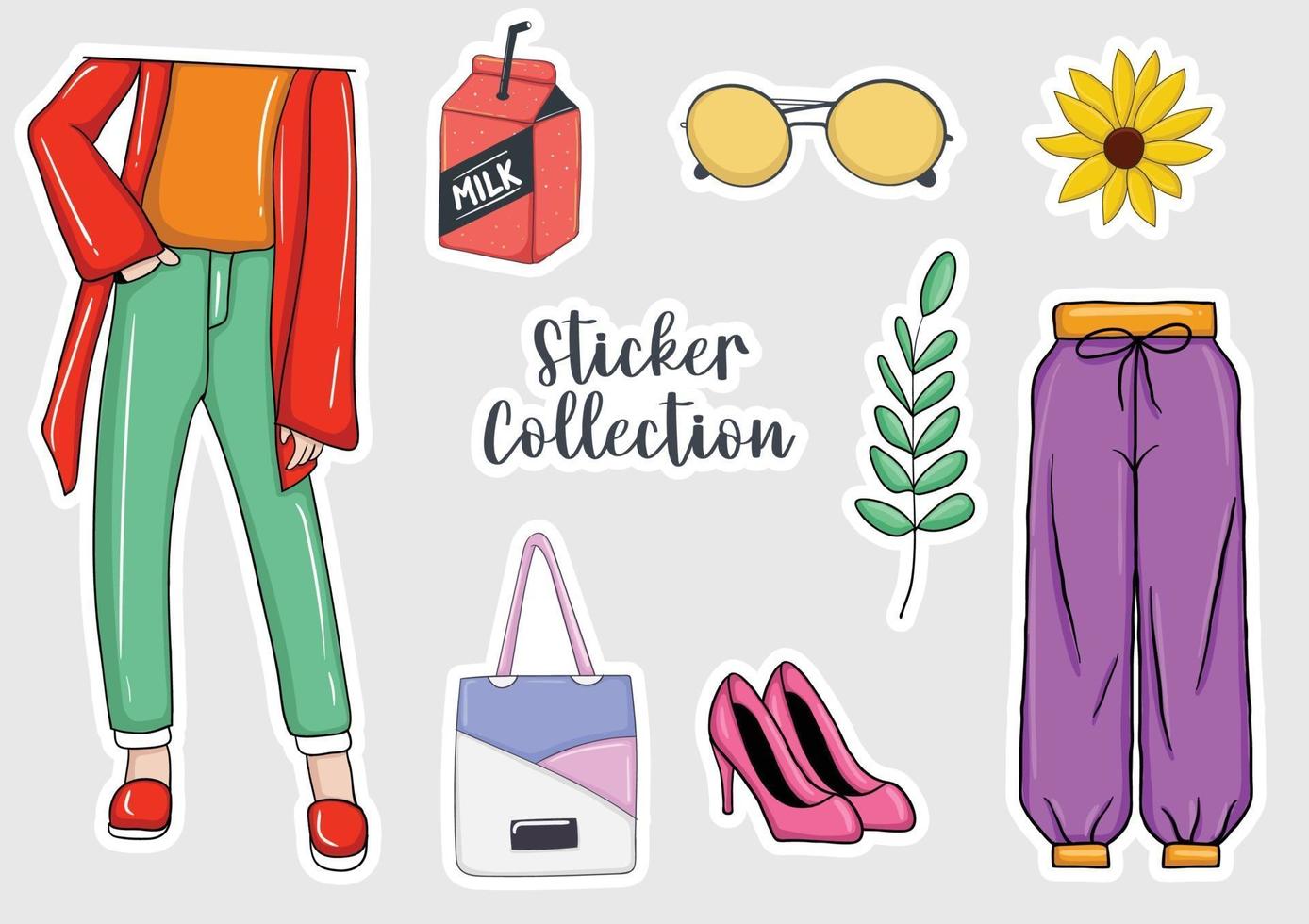 Colorful Hand drawn stickers collection vector