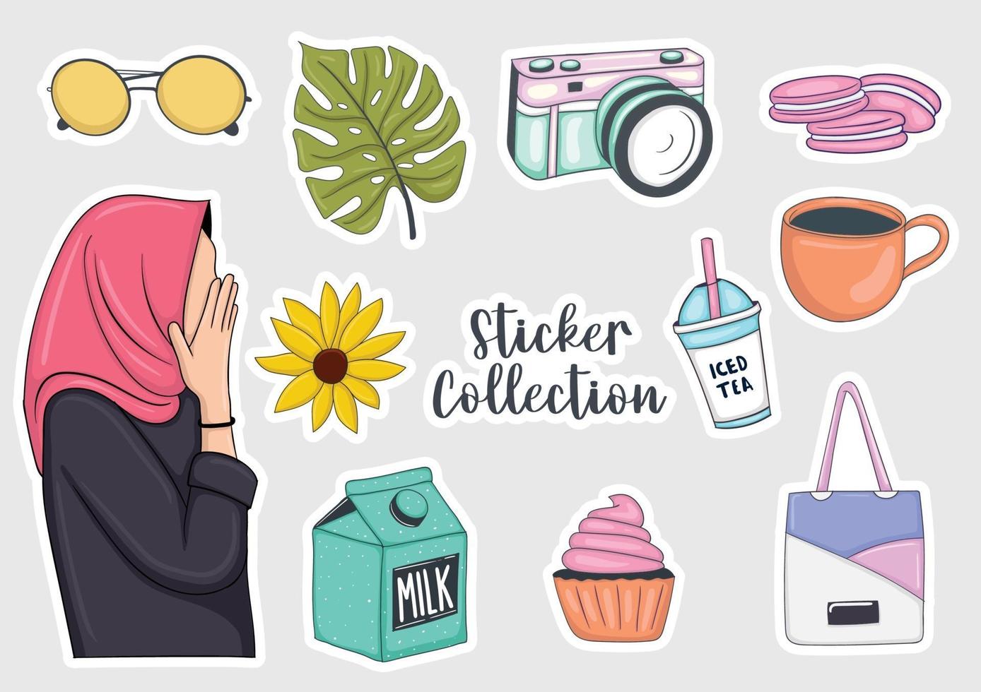 Colorful Hand drawn stickers collection vector