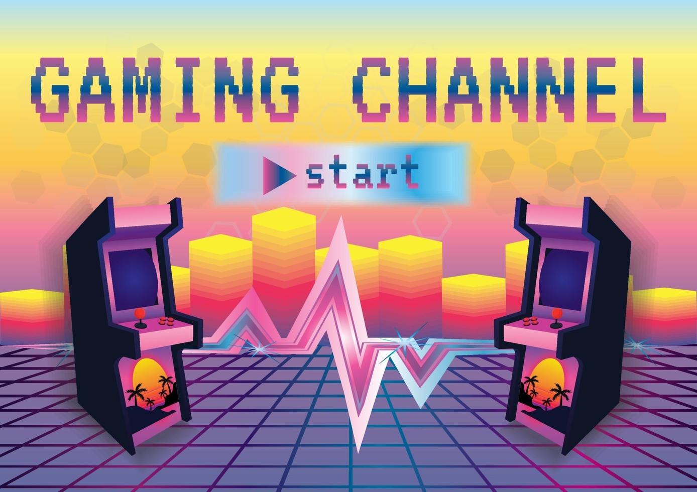 arcarde game channel retro background vector