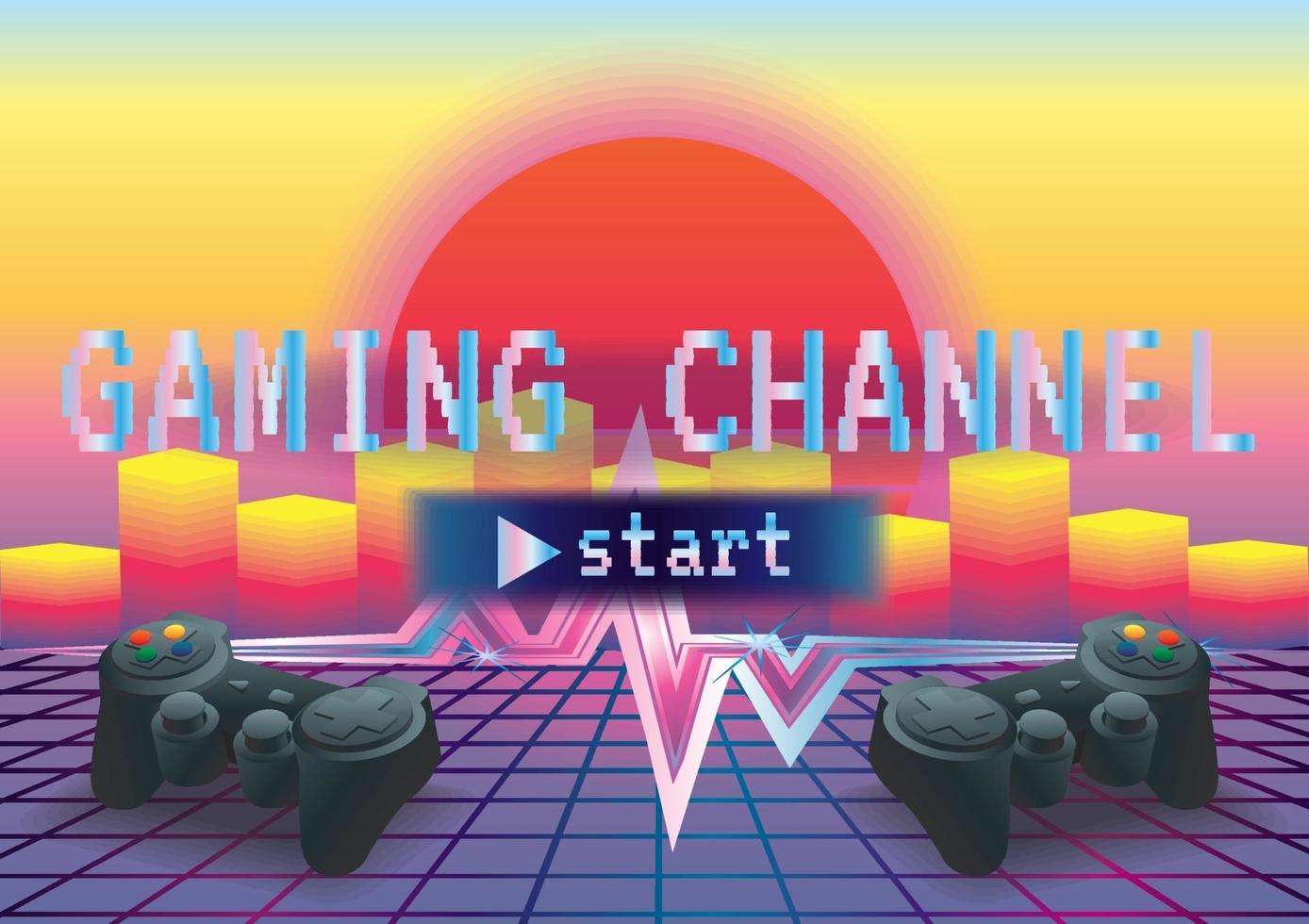 game channel retro background vector