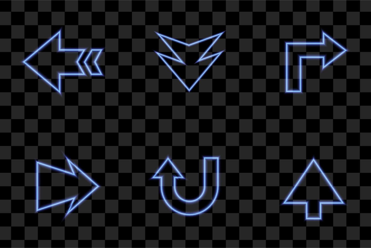 Set of blue arrow light effect collection isolated eps vector