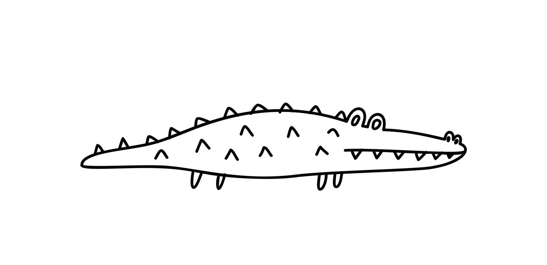 Stylized cartoon crocodile or alligator. Surprised crocodile vector