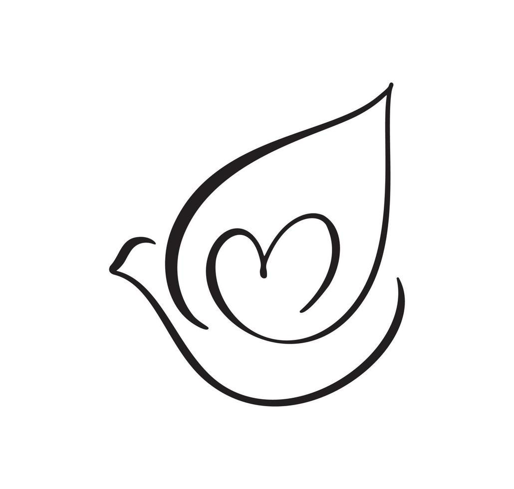 Vector Love dove with heart logo design template icon. pigeon