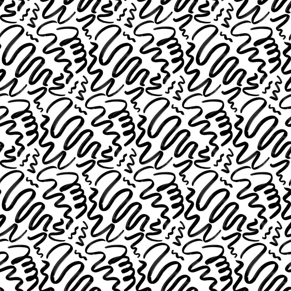 Seamless pattern vector - abstract grunge curly wavy lines