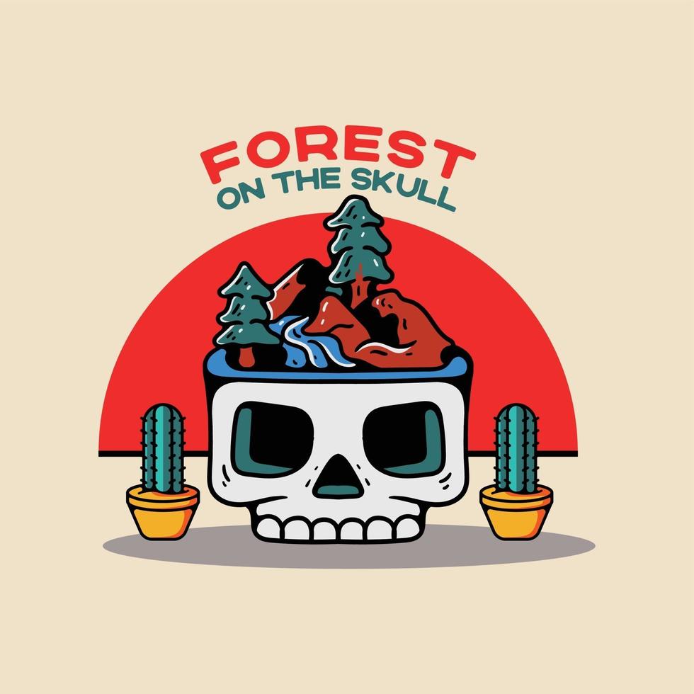 Forest on The Skull Vintage Style Character vector