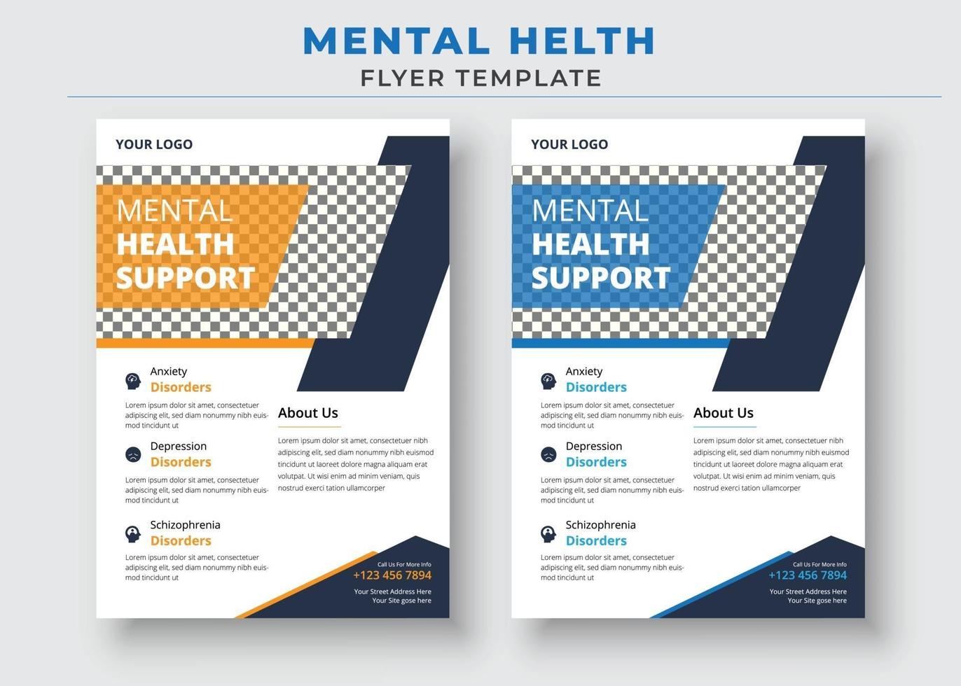 plantilla de volante de apoyo a la salud mental, volante de grupo de apoyo y póster vector