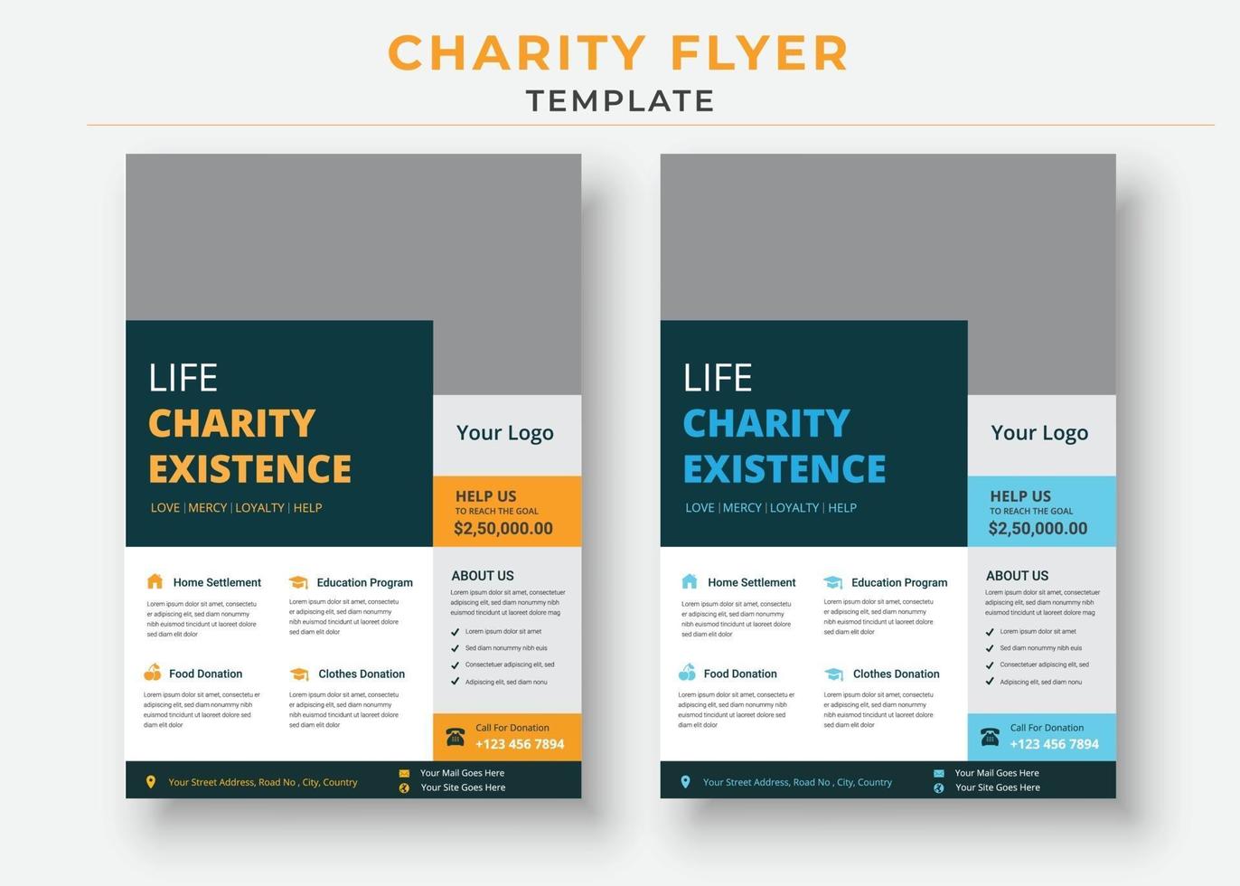 charity flyer Template, life charity existence promotion, flyer design vector