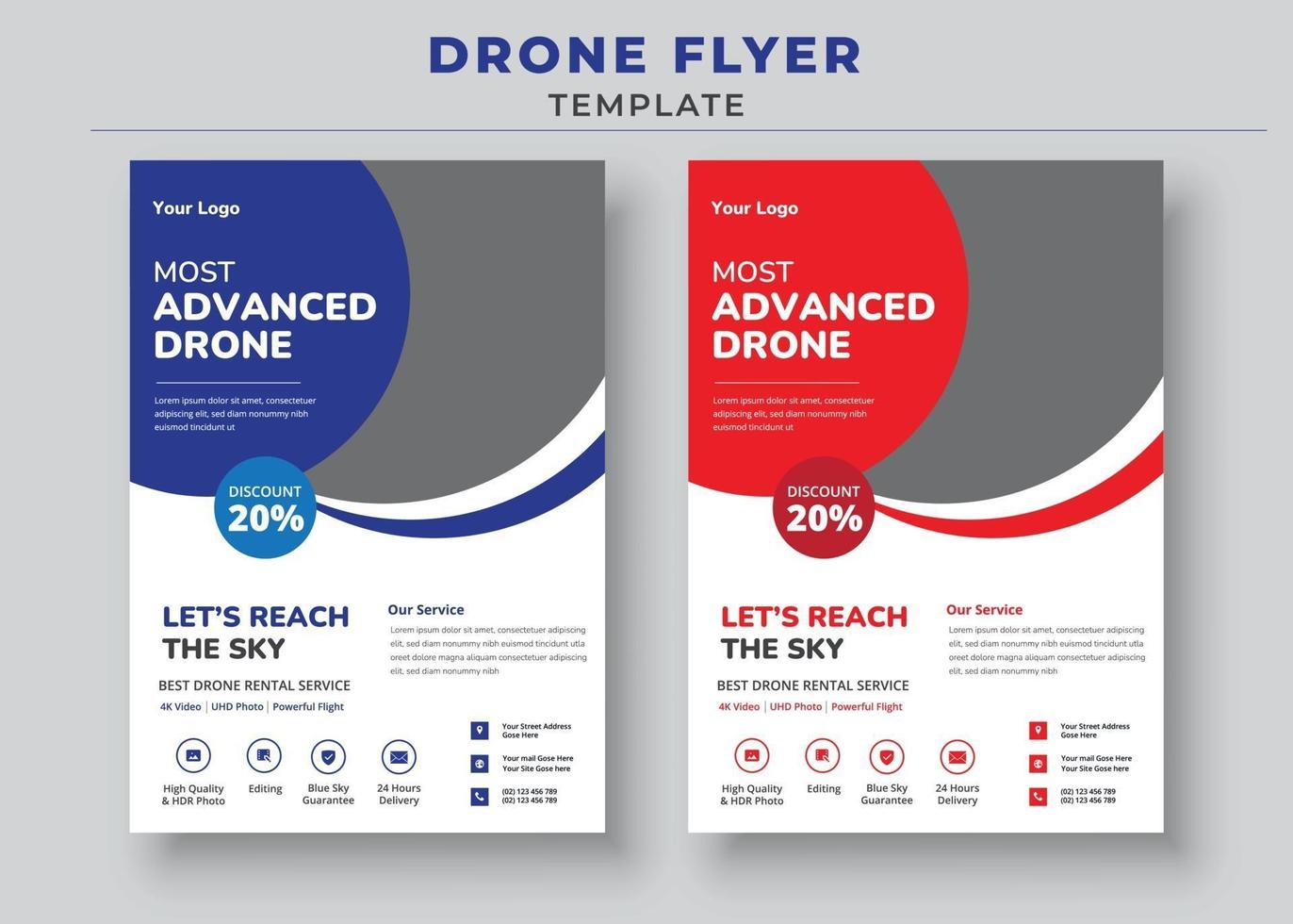 Drone Flyer Template, Most Advanced Drone Services Flyer vector