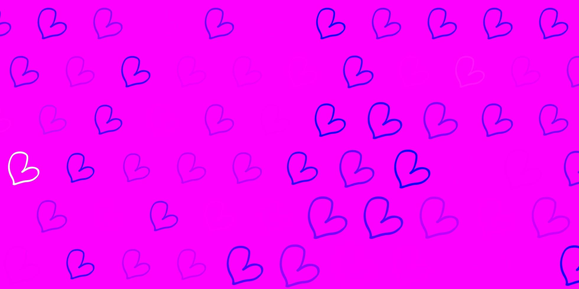 Light Pink, Blue vector background with hearts.