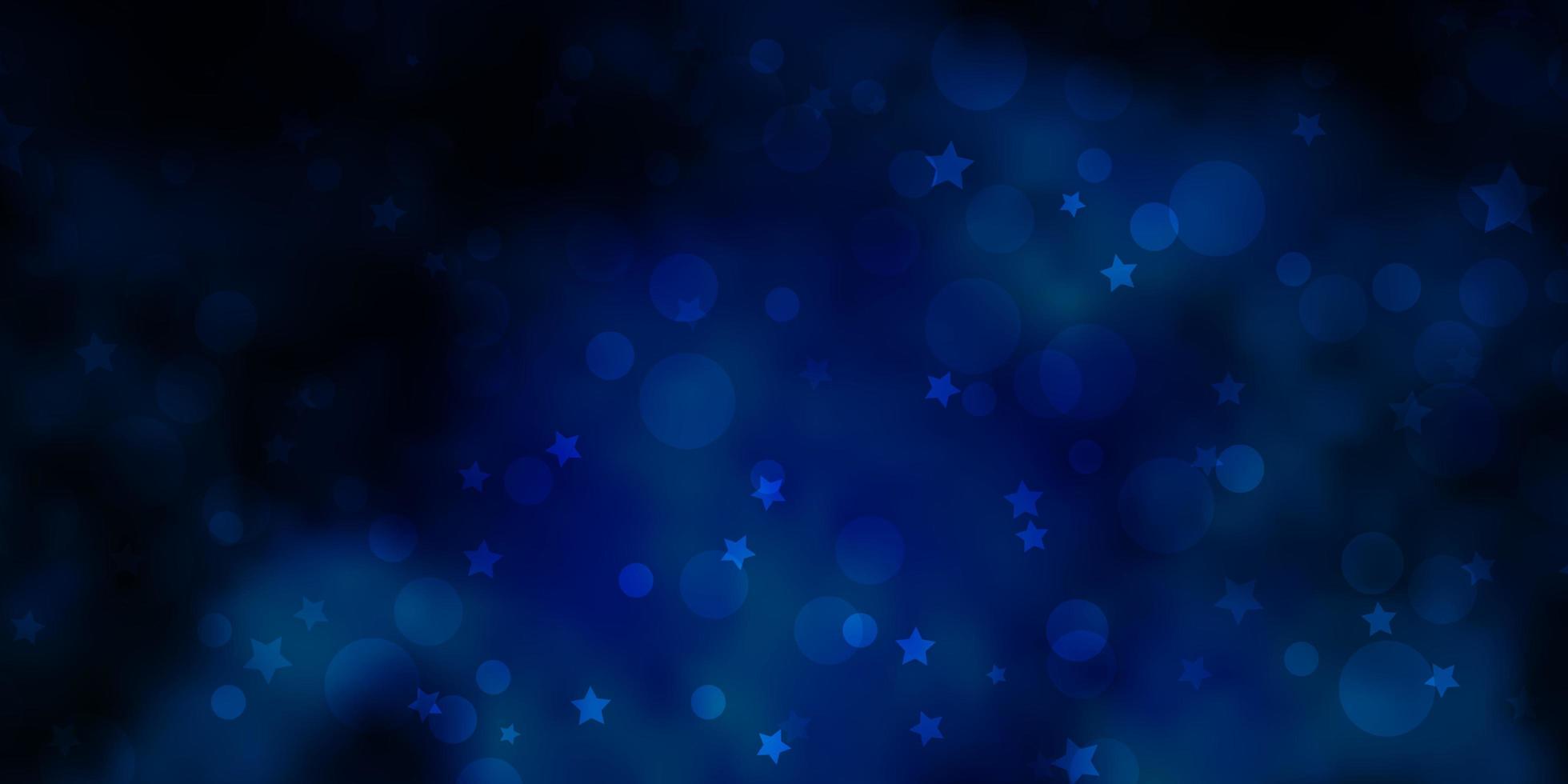 patrón de vector azul oscuro con círculos, estrellas.