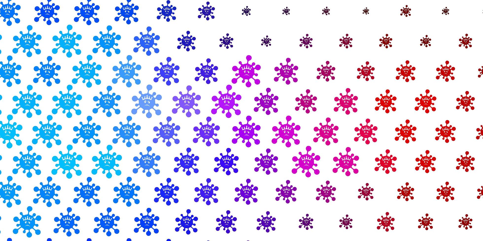 Light Blue, Red vector background with covid-19 symbols.