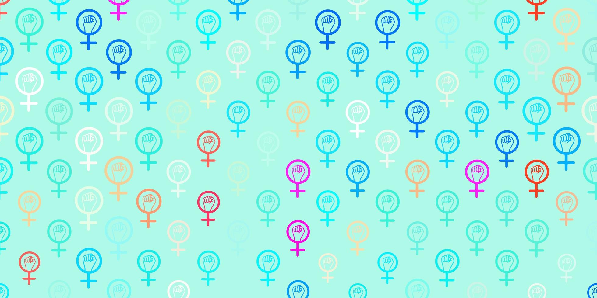 Light Blue, Red vector background with woman symbols.