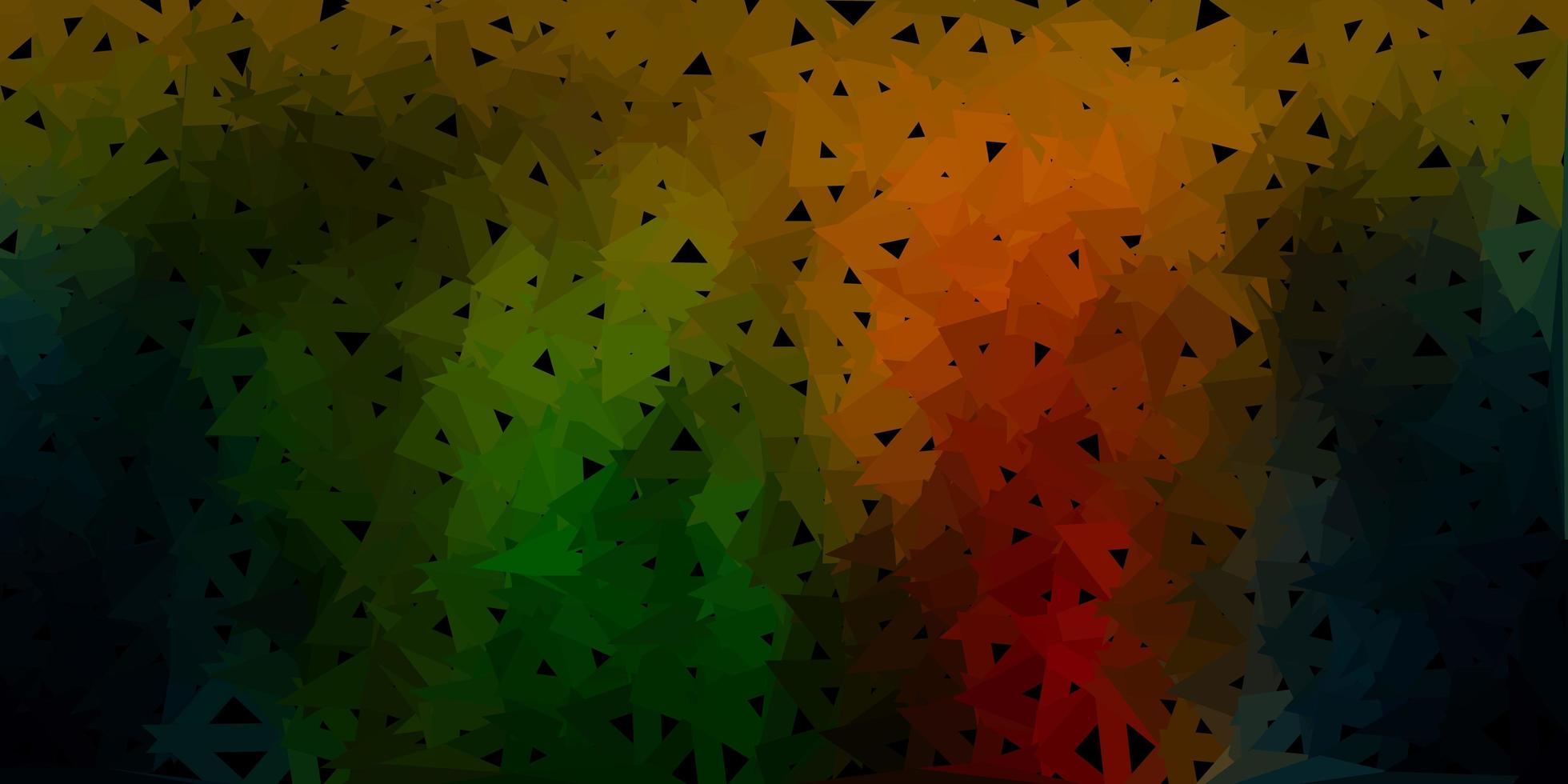 Dark green, red vector gradient polygon texture.