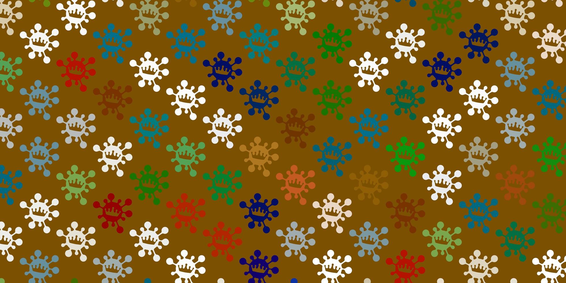 Light green, red vector background with covid-19 symbols.
