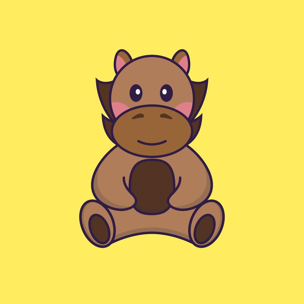 Cute horse is sitting. vector