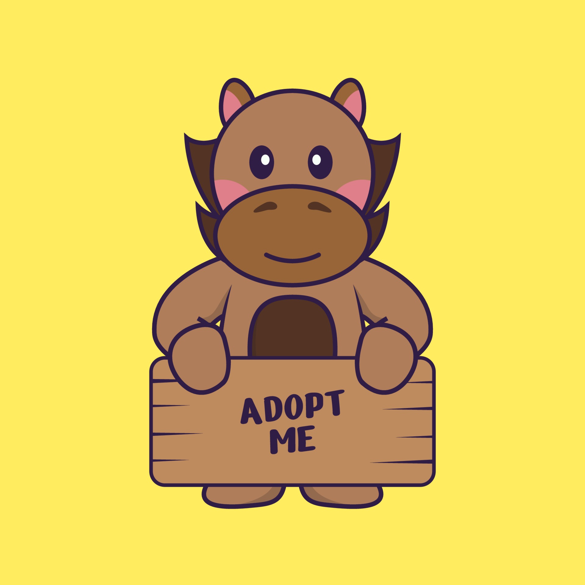 Cute horse holding a poster Adopt me. 3060686 Vector Art at Vecteezy