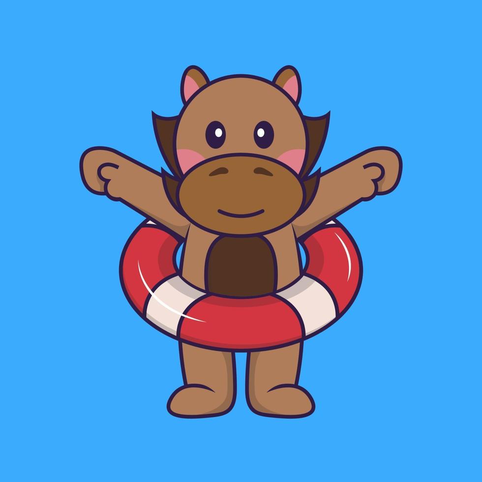 Cute horse using a float. vector