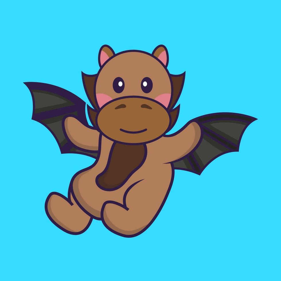 Cute horse is flying with wings. vector