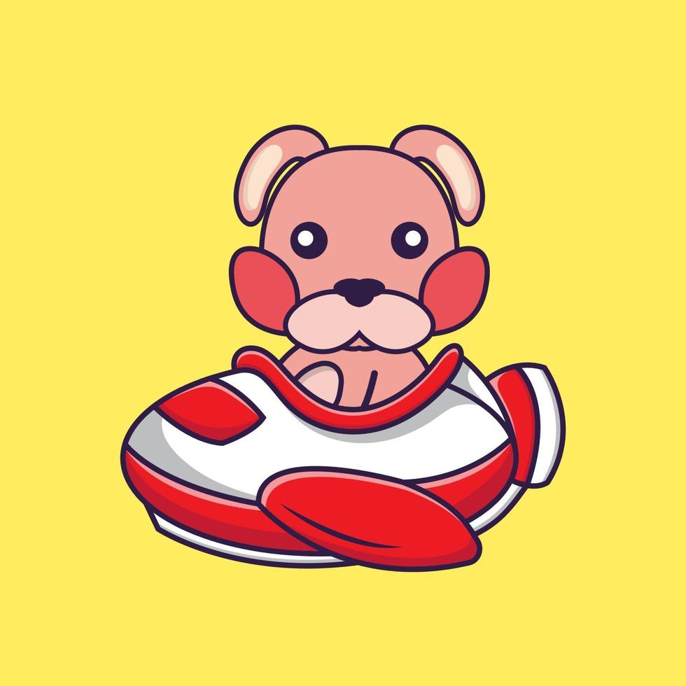 Cute rabbit flying on a plane. vector