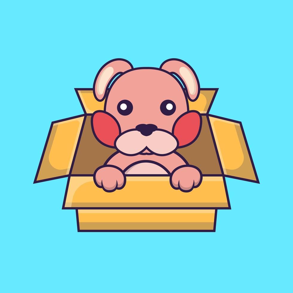 Cute rabbit Playing In Box. vector