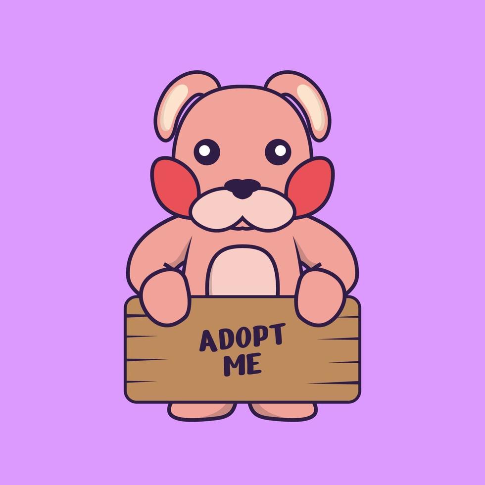 Cute rabbit holding a poster Adopt me. vector